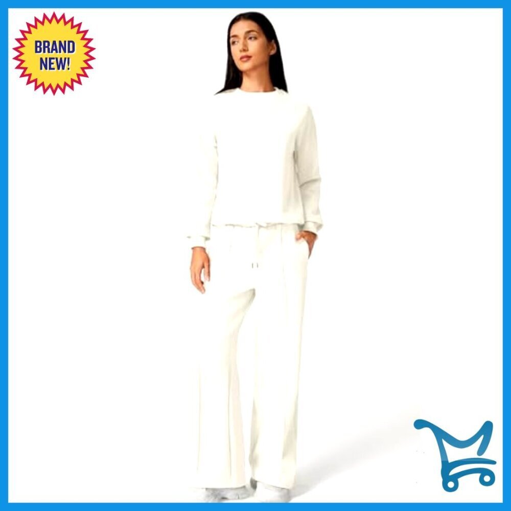 Oversized Sweatsuit Set Long Sleeve Pullover Wide Leg Pants Minimal Chic - Picture 3 of 7